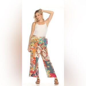 Johnny Was Boho Wrap Pants Landa Printed Size XS Multicolored